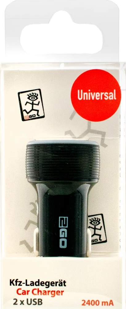 Įkroviklis 2GO 2GO Dual-USB KFZ-Ladegerät 2400mA juodas