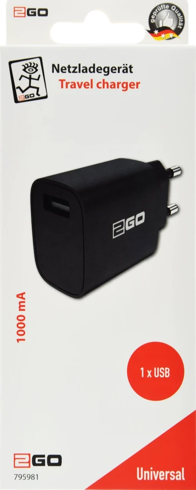 2GO 795981, Vidinis, AC, 5 V, 1 A, Juodas