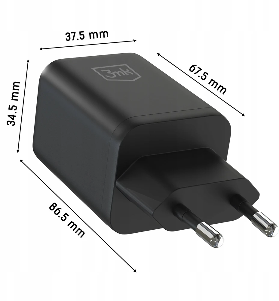 3mk Hyper Charger PD 45W GaN AVS QC4+ PPS AFC FCP DCP 2C Baltas