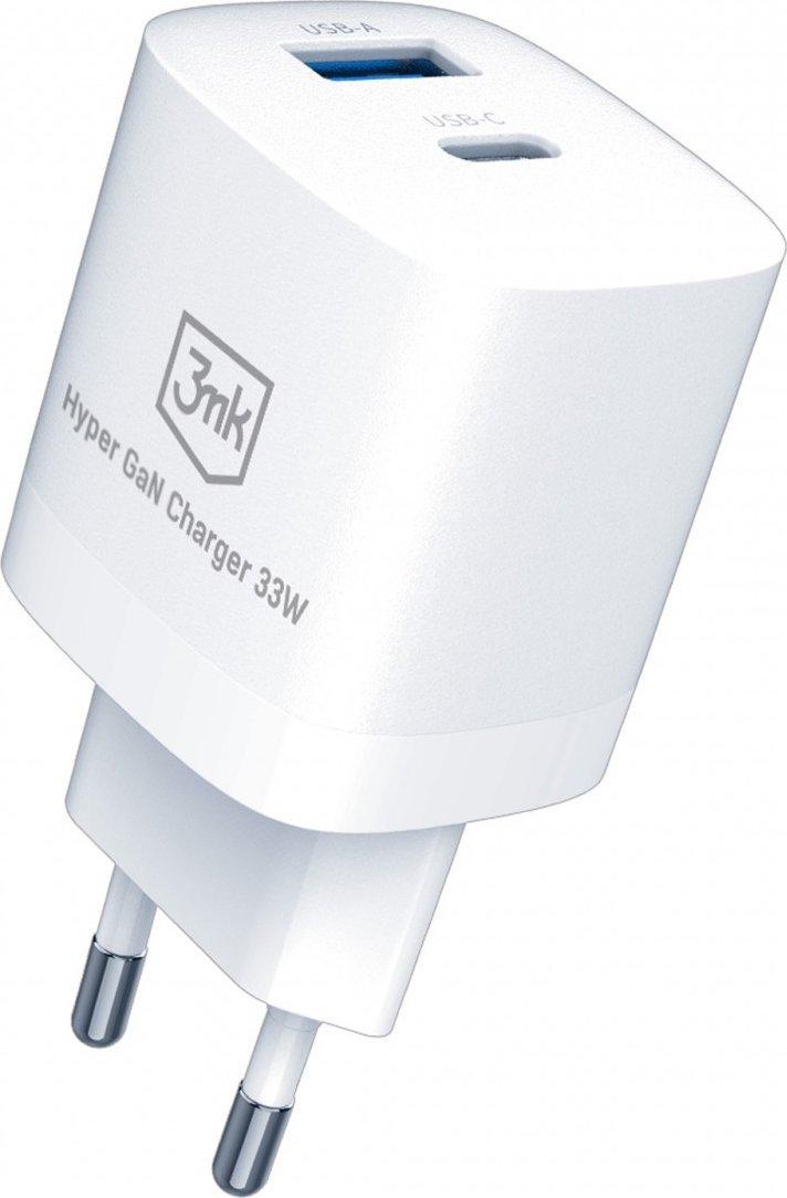 Įkroviklis 3mk Hyper GaN Charger 33W 1xUSB-C + 1xUSB-A baltas