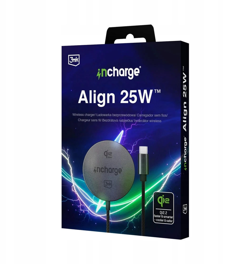 3mk įkroviklis „Align Qi2.2 25W“, skirtas „Android“ Juodas