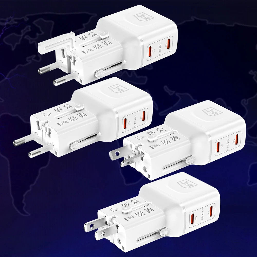 3mk incharge® Globe 45W™ 2C PD QC4+ PPS SCP AFCUS/EU/AUS/UK Baltas