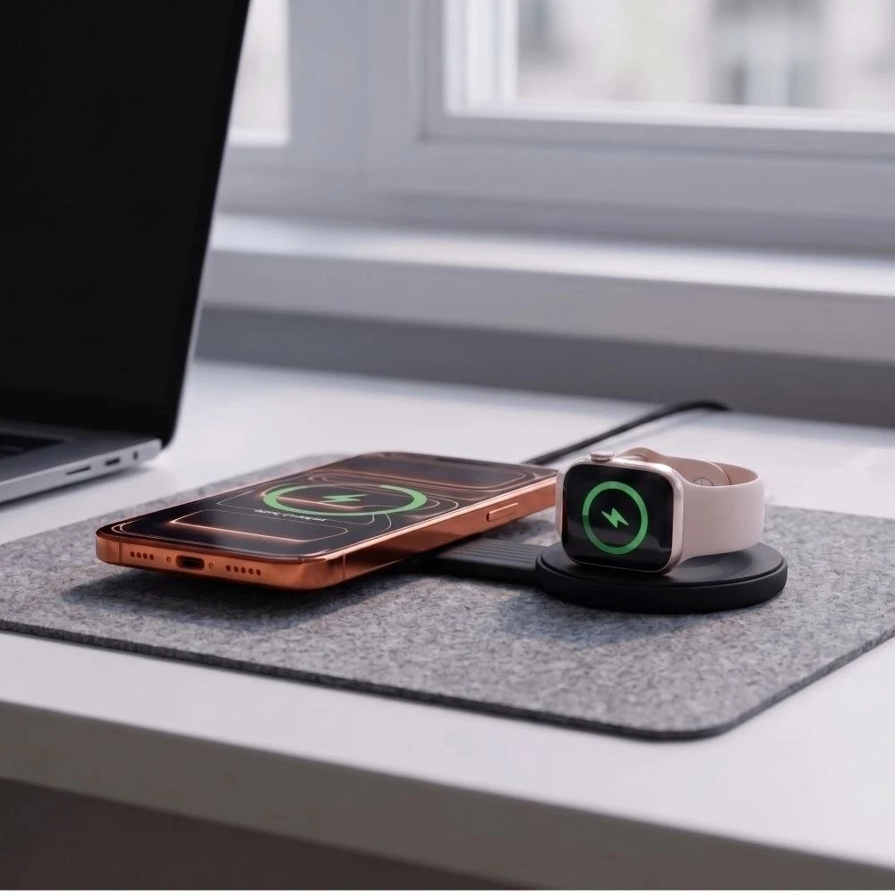 Tech-Protect A55 2IN1 MAGNETINIS MagSafe BELAIDIS ĮKROVIKLIS 25W QI2.2 Juodas