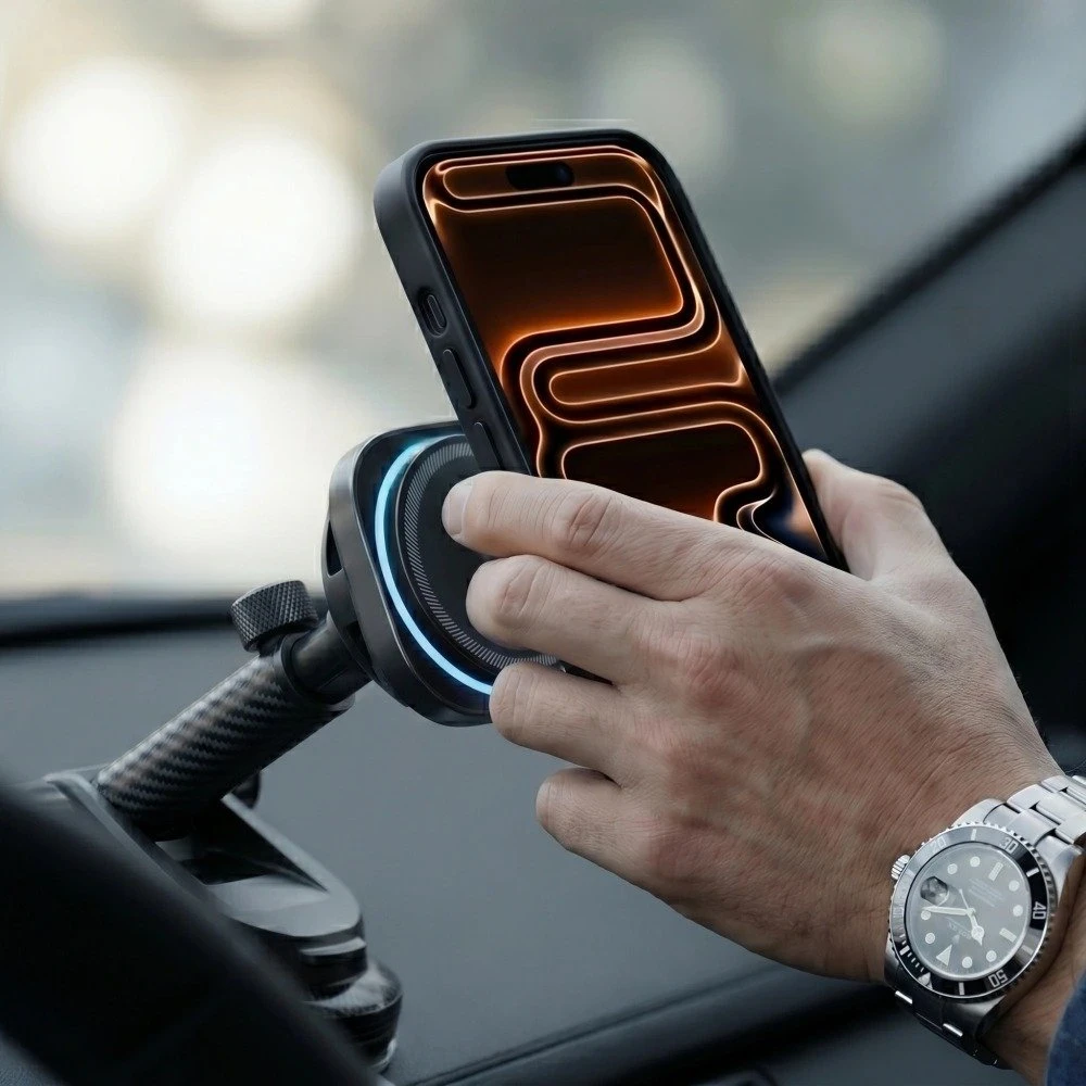 TECH-PROTECT V20 ARCTICBOOST MAGNETINIS MAGSAFE AUTOMOBILINIS LAIKIKLIS ANT PRIETAISŲ SKYDELIO IR ORO IŠPUČIŲ SU BELAIDŽIU ĮKROVIKLIU 25W QI2.2 Juodas