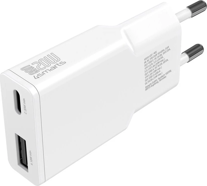 Įkroviklis 4smarts PDPlug Duos Slim GaN 1 USB-A 1 USB-C 20W (541122)