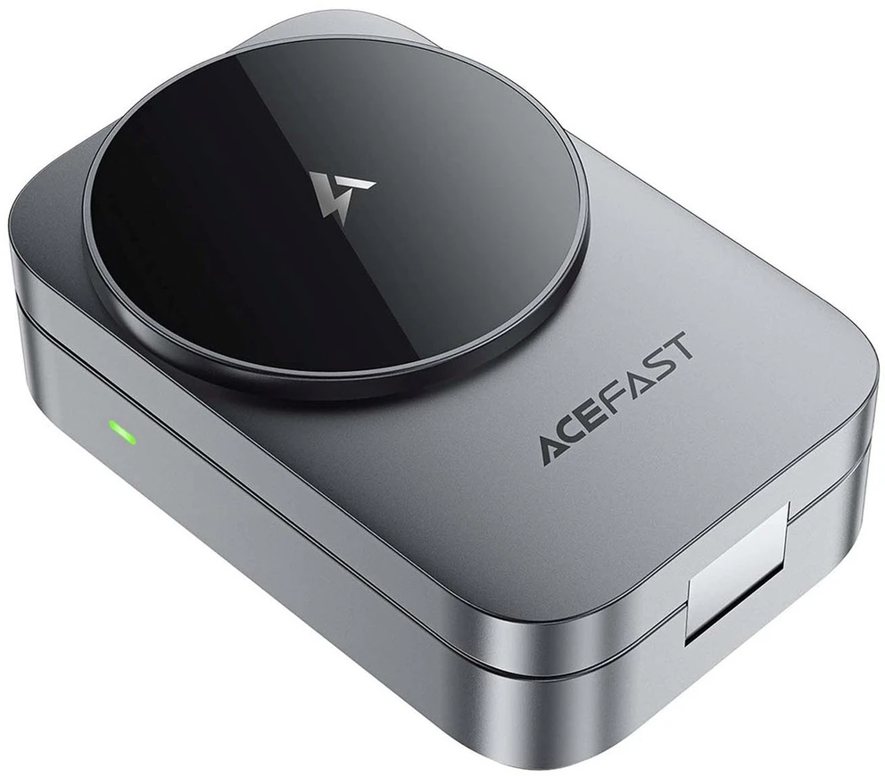 Acefast E22 3 viename belaidė indukcinė įkrovimo stotelė, suderinama su „MagSafe“ – pilka