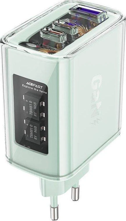 Sieninis įkroviklis Acefast A45, 2x USB-C, 1xUSB-A, 65W PD (žalias)