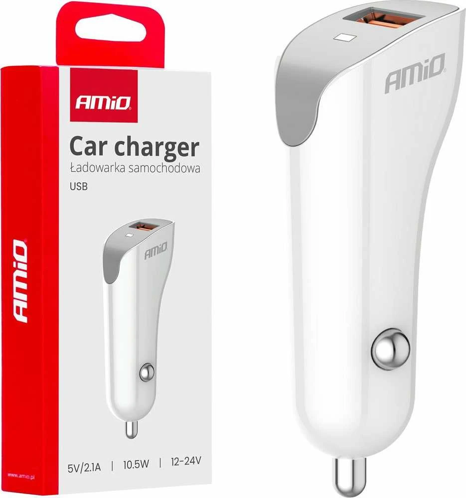 Automobilinis įkroviklis USB-A 2.1A 12/24V AMiO-03873