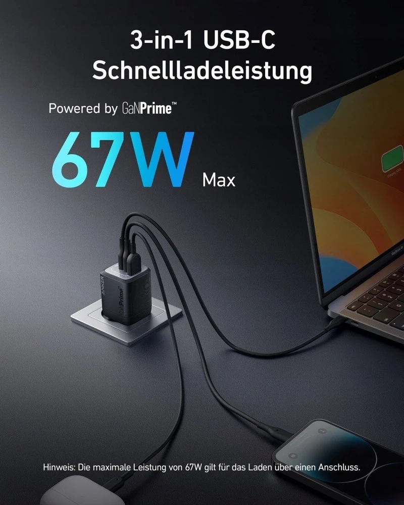 Anker 735 Prime sieninis įkroviklis 67W, 1A/2C | A2669313