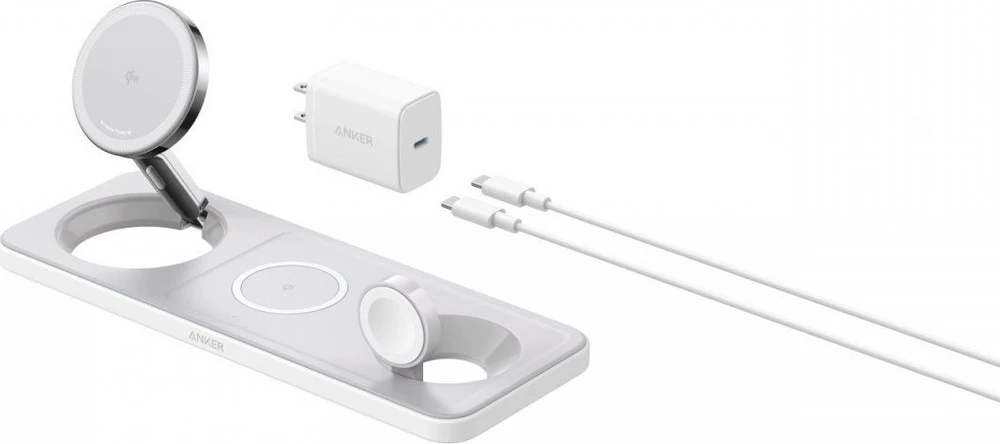 Anker MagGo 15W 3-in-1 horizontali magnetinė stotis Baltas