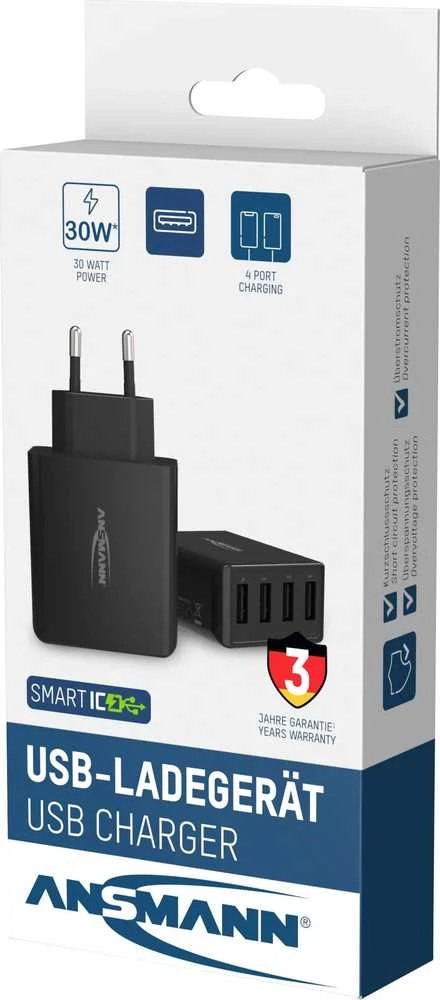 Ansmann namų įkroviklis HC430 4xUSB 3000mA juodas
