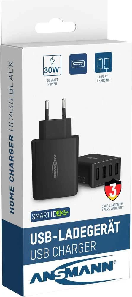 Ansmann namų įkroviklis HC430 4xUSB 3000mA juodas