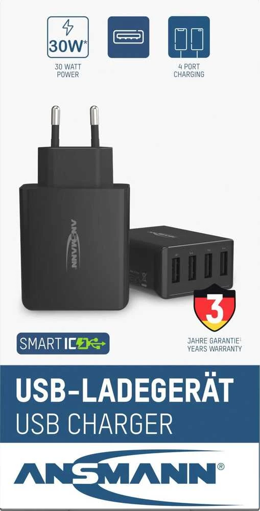 Ansmann namų įkroviklis HC430 4xUSB 3000mA juodas