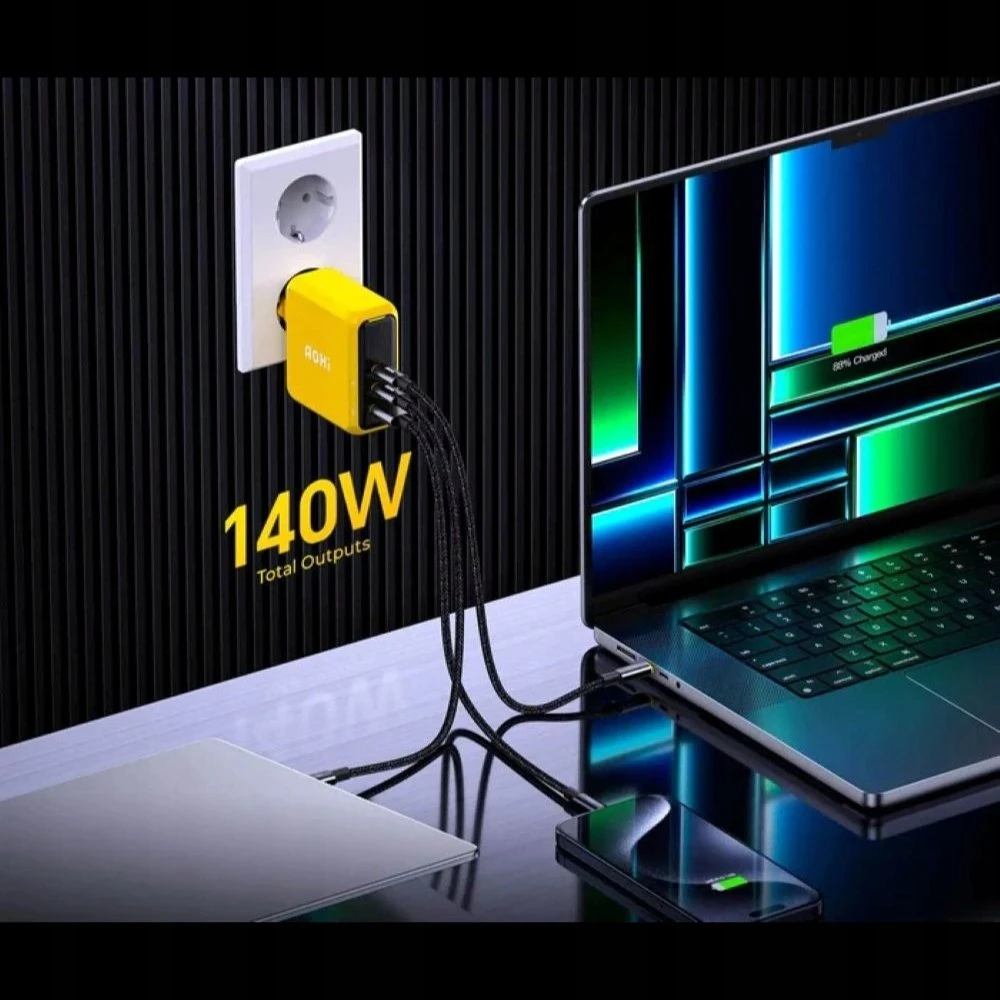 Įkroviklis AOHi Magcube PD 140W 2x USB-C, 1x USB-A