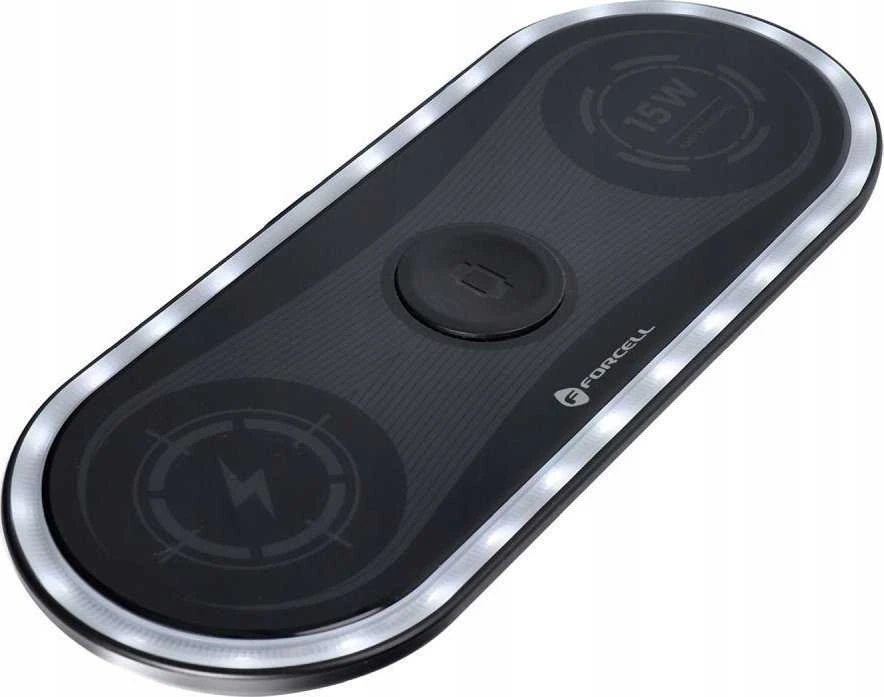 FORCELL F-ENERGY Ellipse belaidis įkroviklis 3in1 compatible with Apple Qi QC 15W juodas