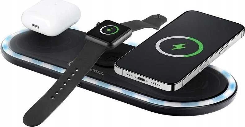 FORCELL F-ENERGY Ellipse belaidis įkroviklis 3in1 compatible with Apple Qi QC 15W juodas