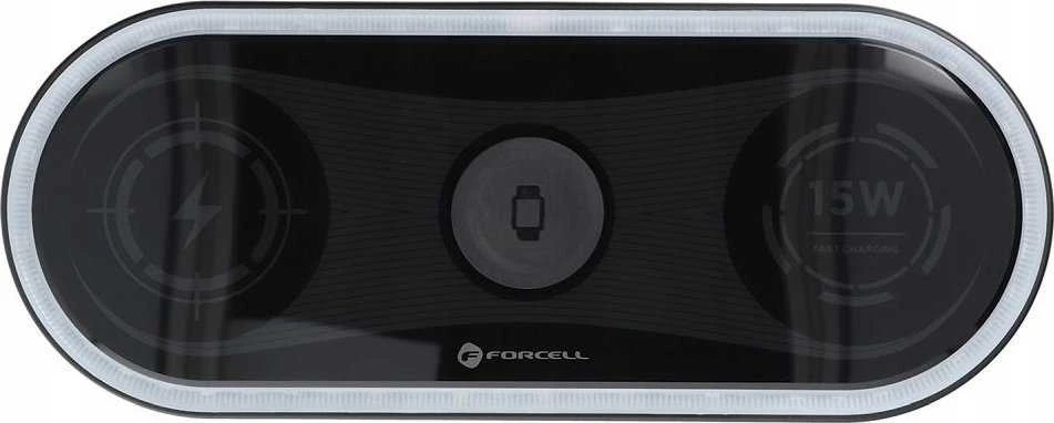 FORCELL F-ENERGY Ellipse belaidis įkroviklis 3in1 compatible with Apple Qi QC 15W juodas
