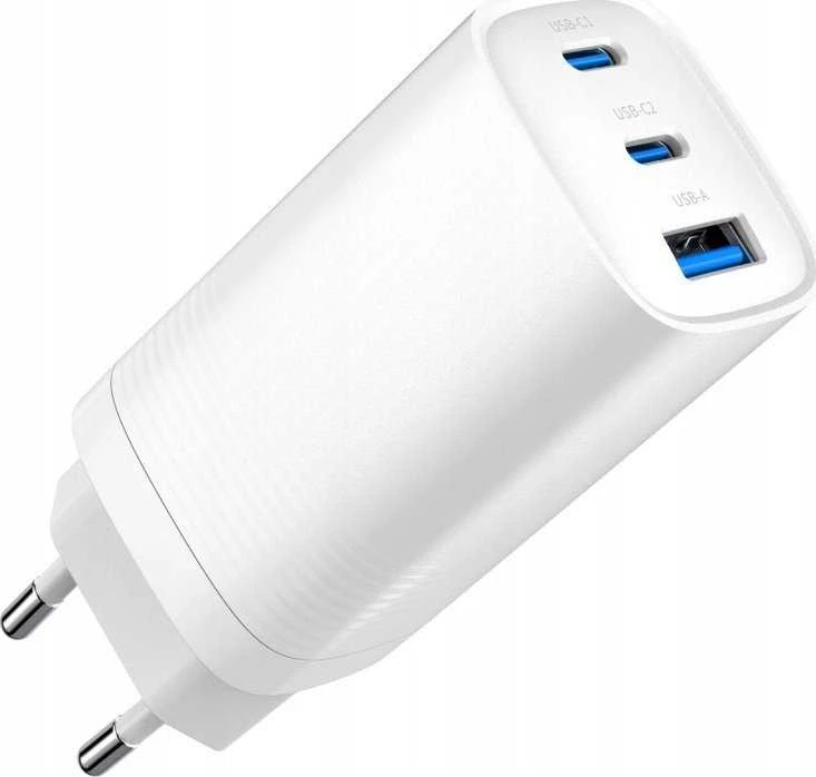 Įkroviklis Art GaN PD/QC 4.0 AZ-U65W3 Tinklinis 1x USB-A 2x USB-C 65 W (SLA FLASH2)