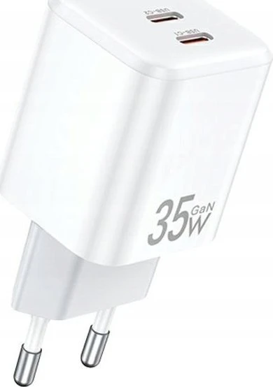 AWEI charger PD65-EU 35W2x USB-C juodos spalvos GaN