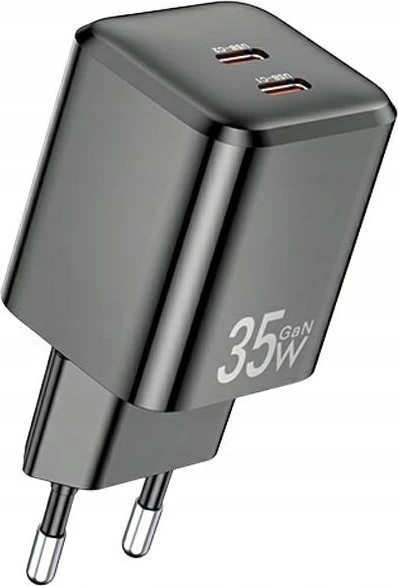 AWEI charger PD65-EU 35W2x USB-C baltos spalvos GaN