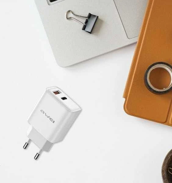 Įkroviklis Awei PD81-EU 22.5W USB-A/USB-C baltas