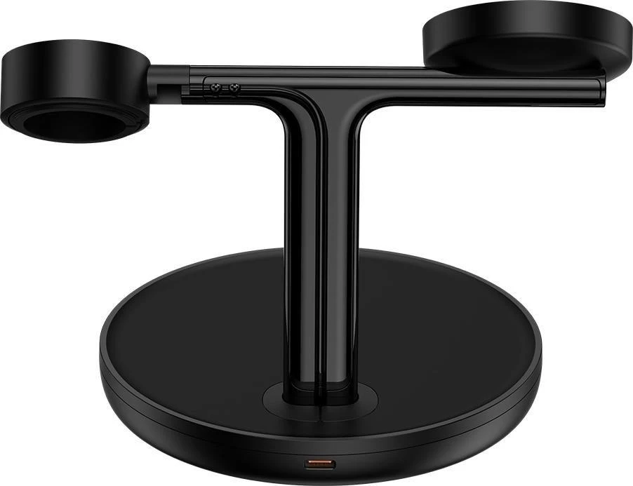 Baseus Belaidis magnetinis įkroviklis, stovas 20W trims Apple įrenginiams, juodas