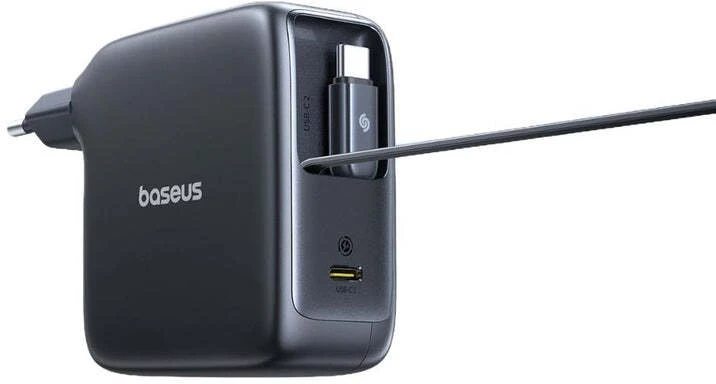 Įkroviklis Baseus EnerCore CJ21 67W su gniazdem USB-C i dwoma zwijanymi kablami USB-C - juoda