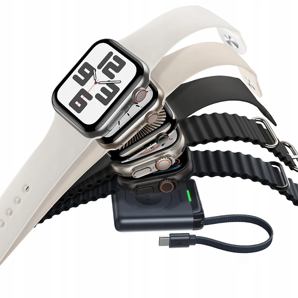 „Baseus EnerFill FW11“ išorinė baterija 1640 mAh 5W, skirta „Apple Watch“ su integruotu laidu - juoda