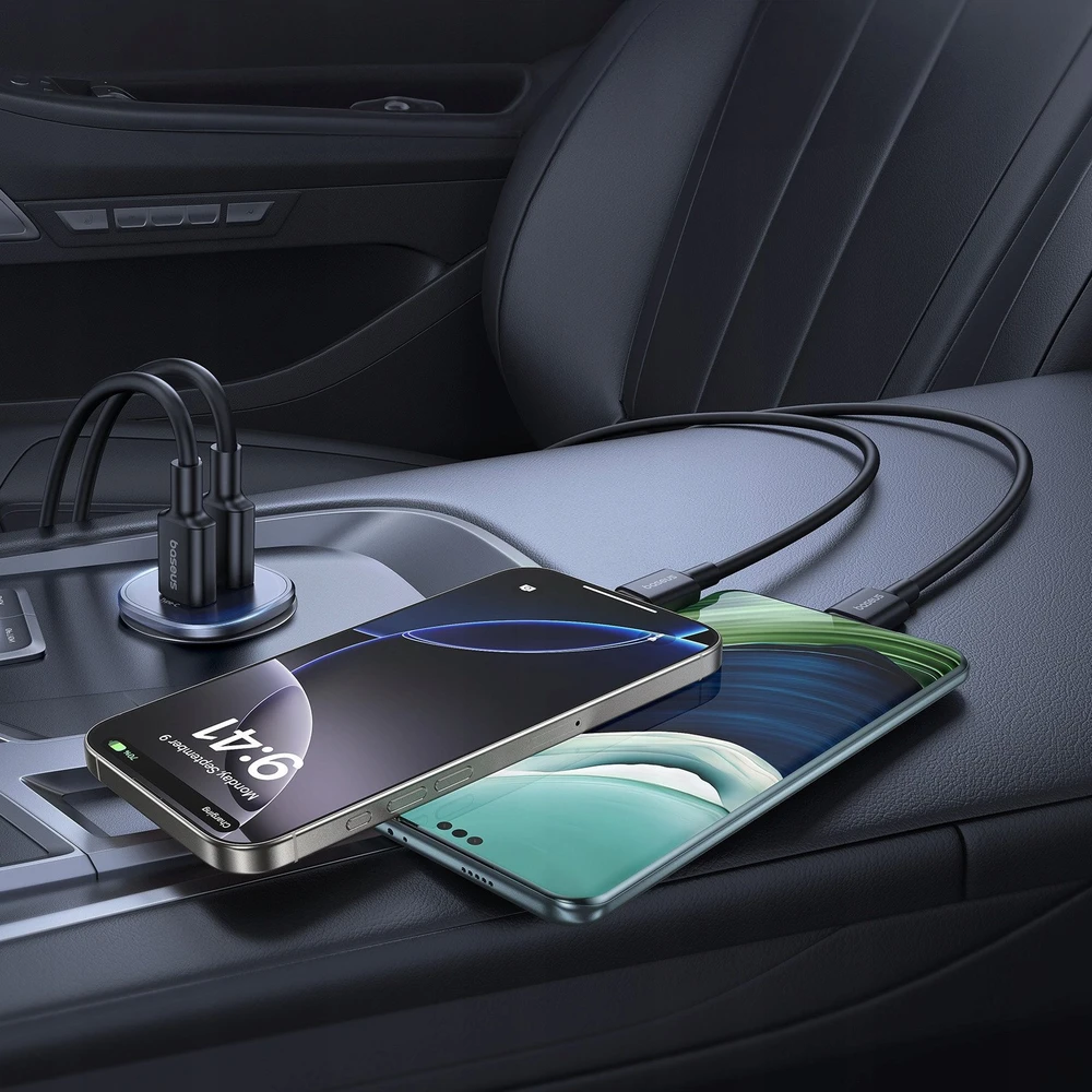 Baseus Automobilinis įkroviklis GoTrip 30W 12-24V USB-A + USB-C QC PD, juodas