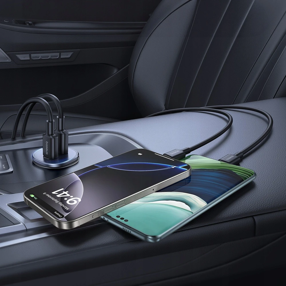 Baseus GoTrip automobilio įkroviklis 2x USB-C 30W Cosmic Juodas