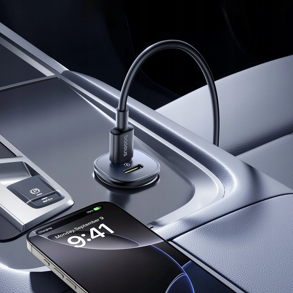 Baseus GoTrip automobilio įkroviklis 2x USB-C 30W Cosmic Juodas