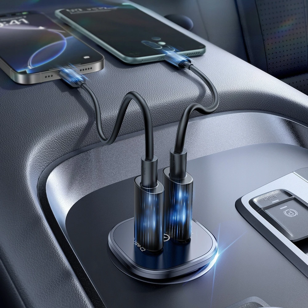 Baseus GoTrip automobilio įkroviklis 2x USB-C 30W Cosmic Juodas