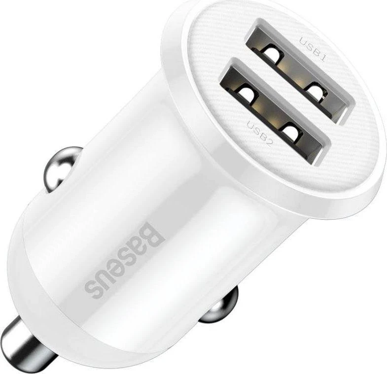 Automobilinis įkroviklis Baseus Grain Pro 2x USB 4.8A - Baltas