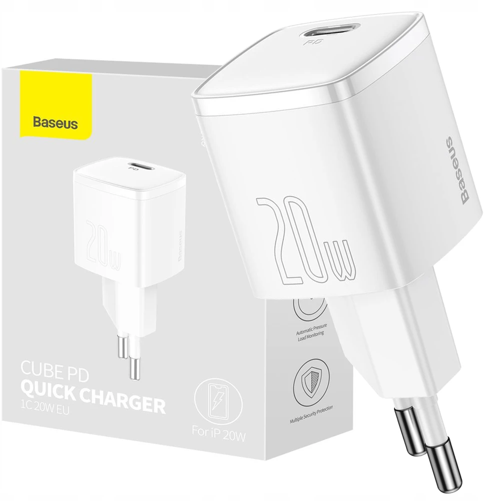 Įkroviklis jungiama į tinklą Baseus Cube 20W PD USB-C - balta