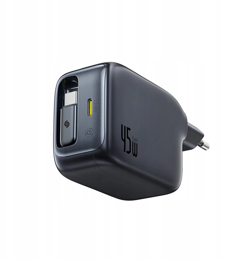Baseus „EnerCore CJ11 45W su USB-C prievadu ir ištraukiamu USB-C laidu“ – juoda