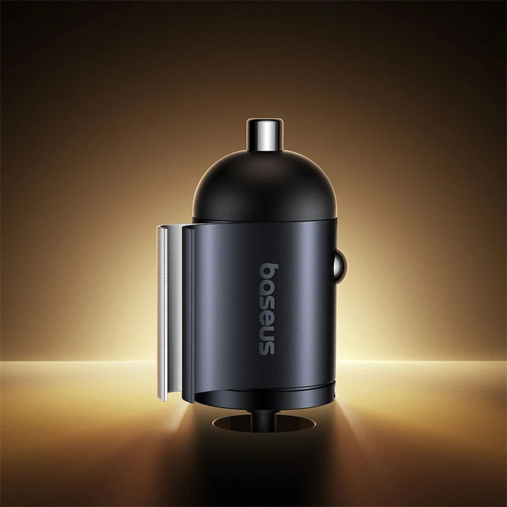 Baseus Automobilinis įkroviklis Tiny Star 30W 12-24V USB-C PD3.0 su integruotu USB-C kabeliu 30W 1.4m, juodas