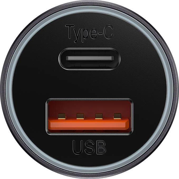 Automobilinis įkroviklis Baseus Golden Contactor Max USB + USB-C 60W - pilkas