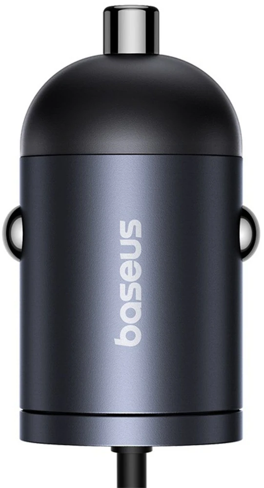 Baseus Automobilinis įkroviklis Tiny Star 30W 12-24V USB-C PD3.0 su integruotu USB-C kabeliu 30W 1.4m, juodas