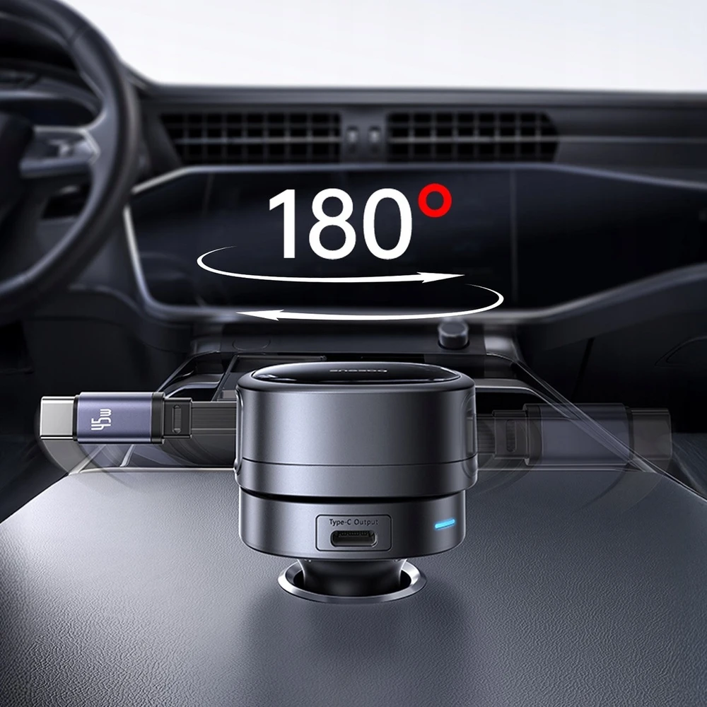 „Baseus PrimeTrip VR1“ 60 W USB-A USB-C su ištraukiamu USB-C laidu - juoda