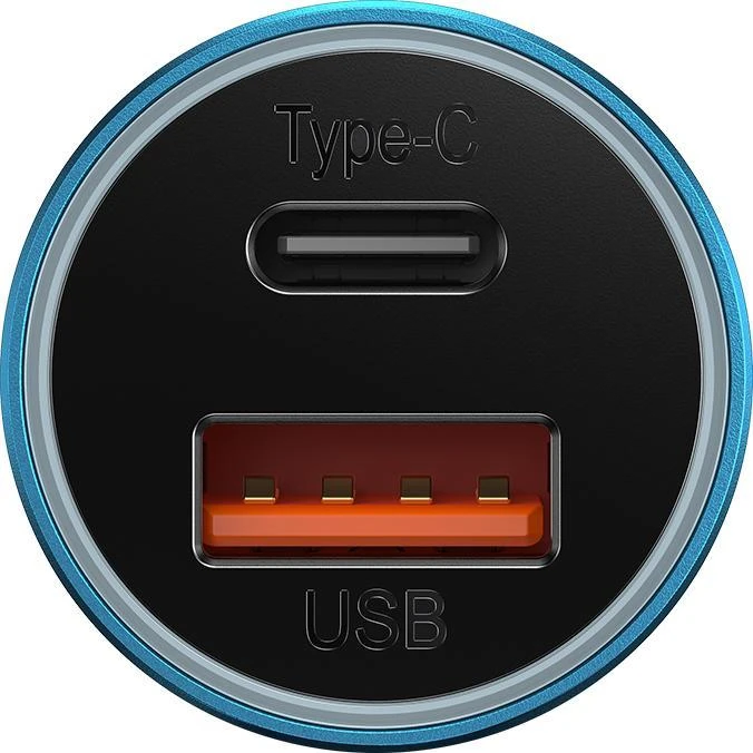 Baseus Golden Contactor Max greitasis automobilinis įkroviklis USB + C tipo USB 60 W, mėlynas (CGJM000103)