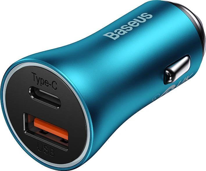 Baseus Golden Contactor Max greitasis automobilinis įkroviklis USB + C tipo USB 60 W, mėlynas (CGJM000103)