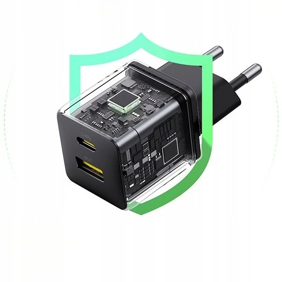 Baseus Sieninis įkroviklis Palm 20W USB + USB-C QC3.0 PD3.0 su USB-C kabeliu 1m, juodas