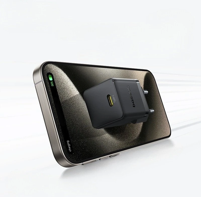 Baseus Sieninis įkroviklis Palm 20W USB-C QC3.0 PD3.0 su USB-C kabeliu 1m, juodas