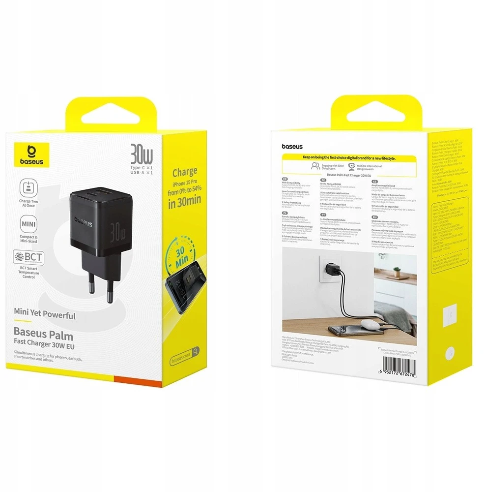 Baseus Palm 30W USB-C USB-A - juoda