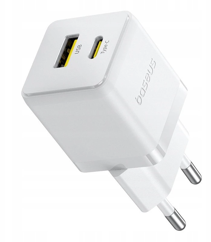 Baseus Palm 30W USB-C USB-A wall charger Baltas