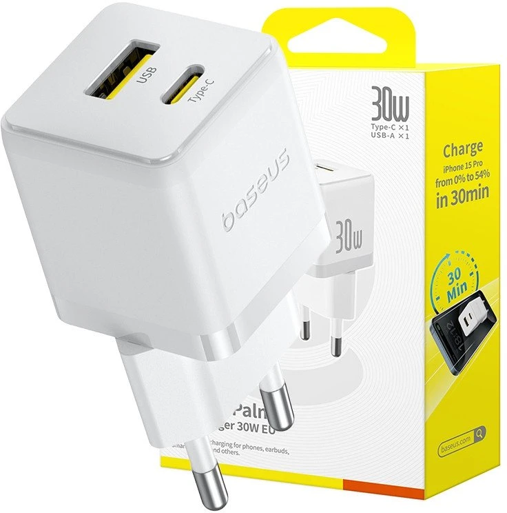 Baseus Palm 30W USB-C USB-A - balta