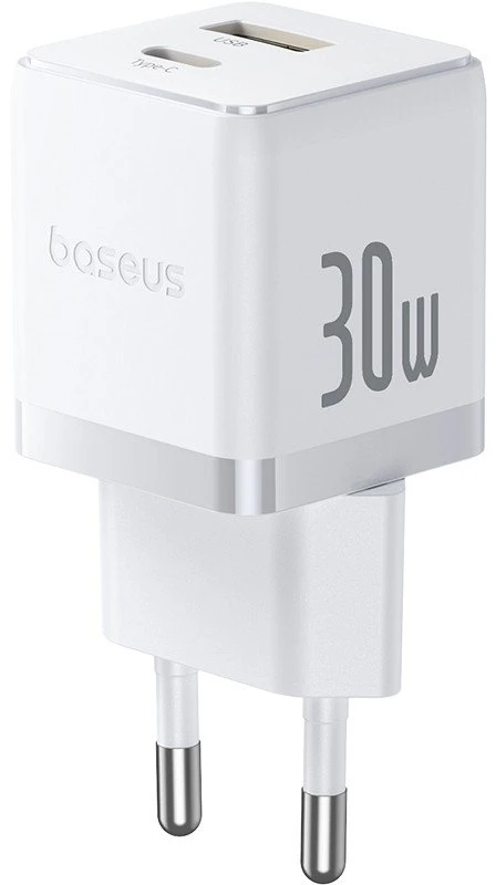 Baseus Palm 30W USB-C USB-A wall charger Baltas