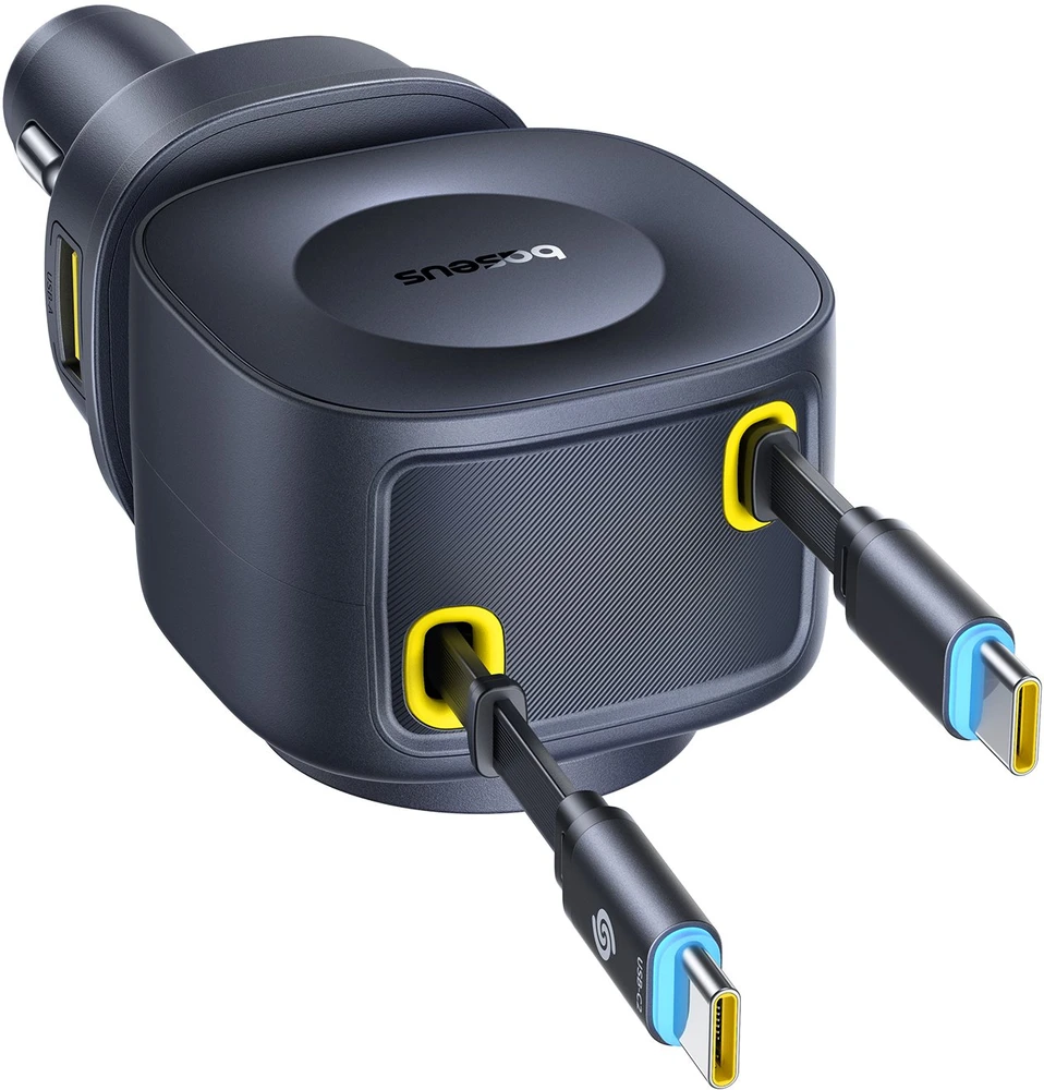 Baseus PrimeTrip VR2 Max automobilinis įkroviklis su ištraukiamu laidu 3C+U 100W Cosmic Juodas