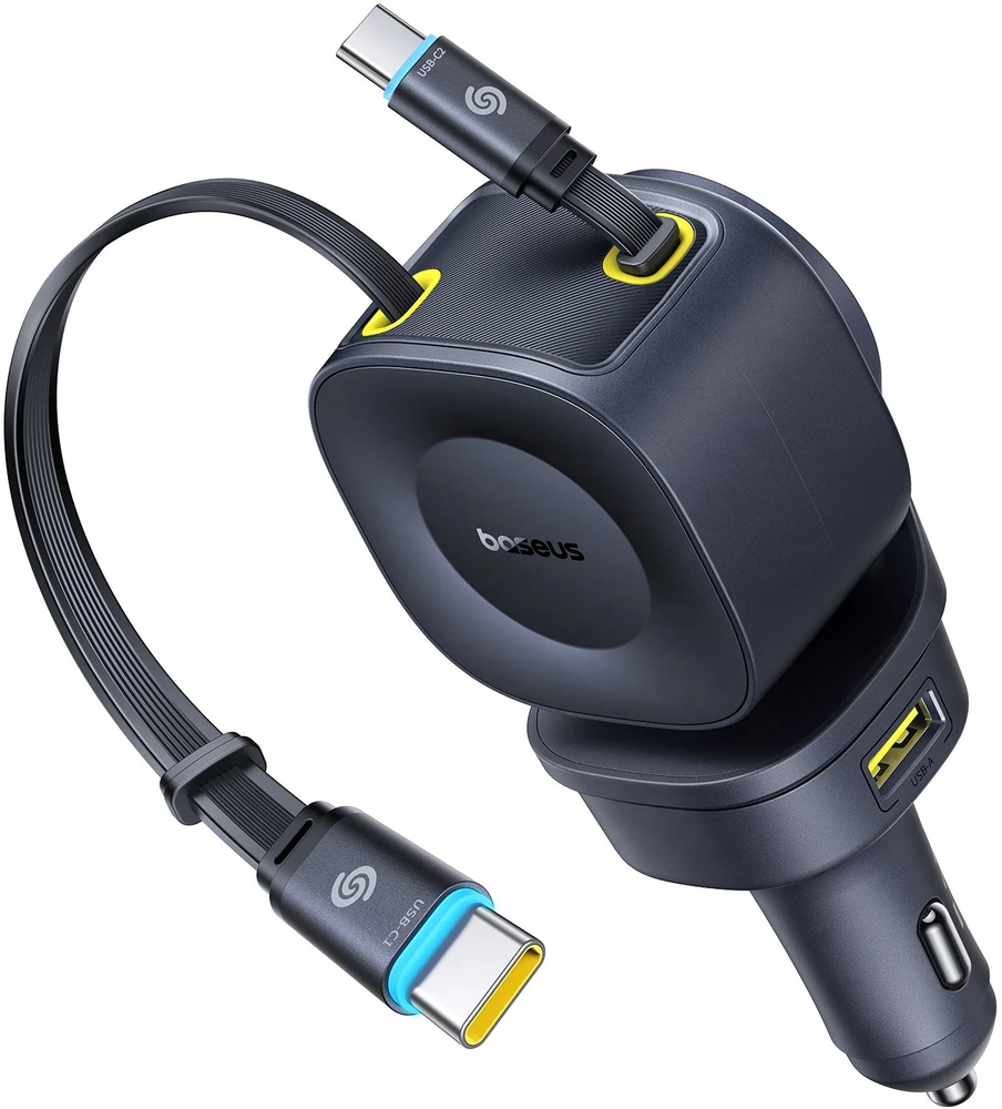 Baseus PrimeTrip VR2 Max automobilinis įkroviklis su ištraukiamu laidu 3C+U 100W Cosmic Juodas