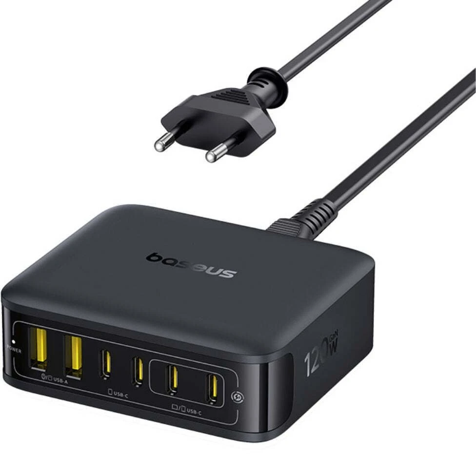 Baseus Įkrovimo stotelė EnerFill FH21 120W 2xUSB-A + 4xUSB-C 1.5m, juoda